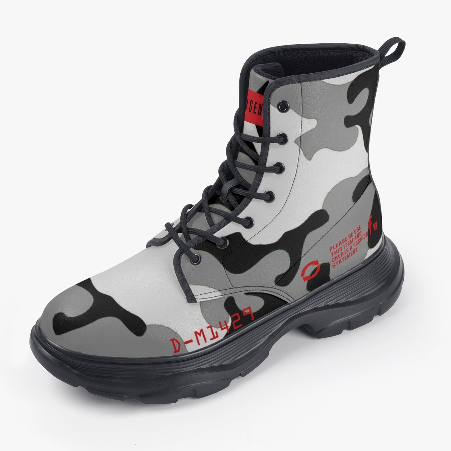 D-M1429 Snow Camo Chunky Boots