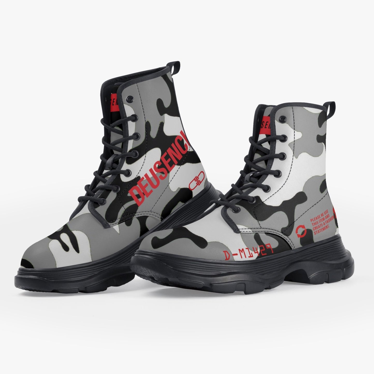 D-M1429 Snow Camo Chunky Boots