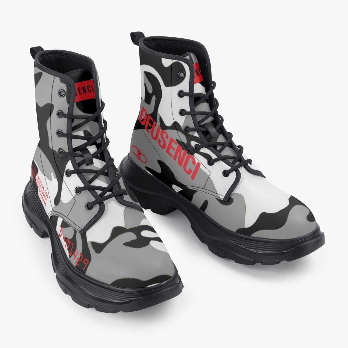 D-M1429 Snow Camo Chunky Boots