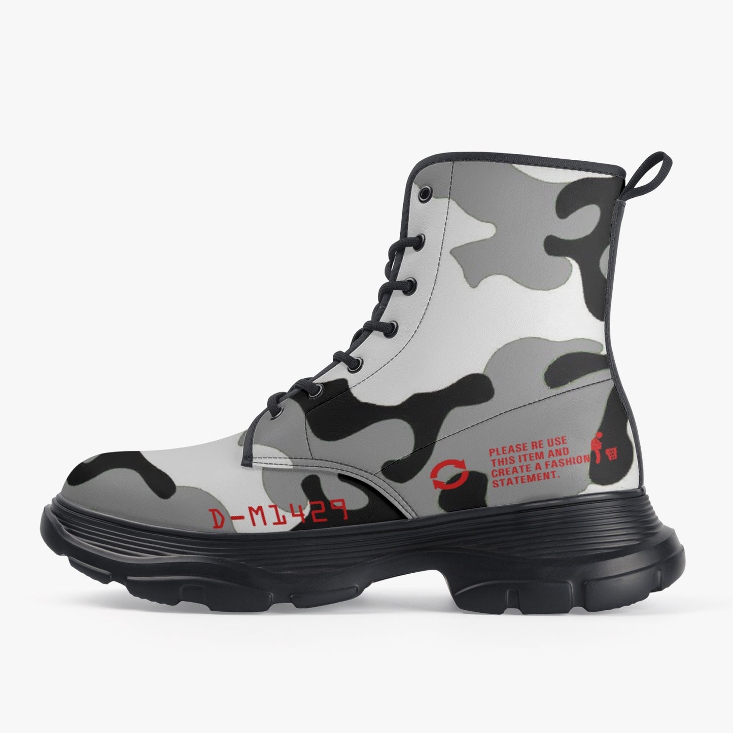 D-M1429 Snow Camo Chunky Boots